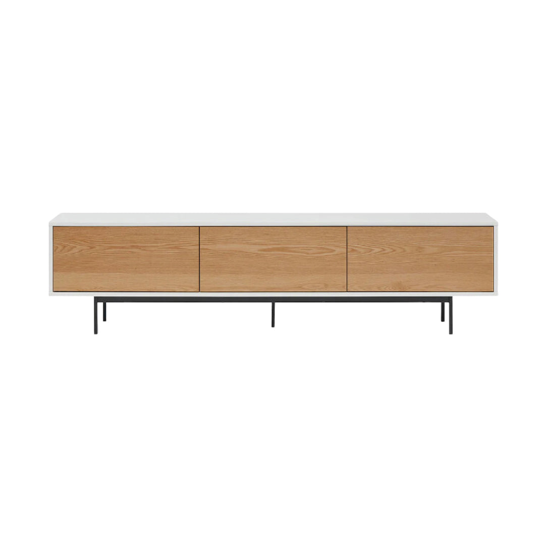 Duco Sprayed TV Unit - 3 Drawers on White Steel Legs