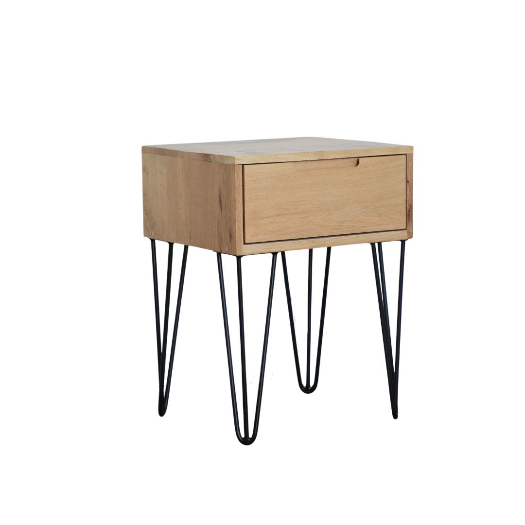 Bedside table One drawer Hairpin legs