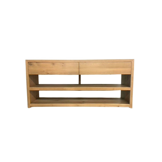 Solid Wood Side Board 2 drawers and open shelves.