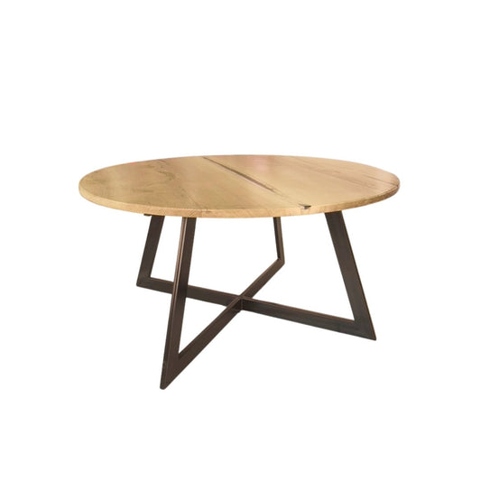 Round dining table with cross steel legs