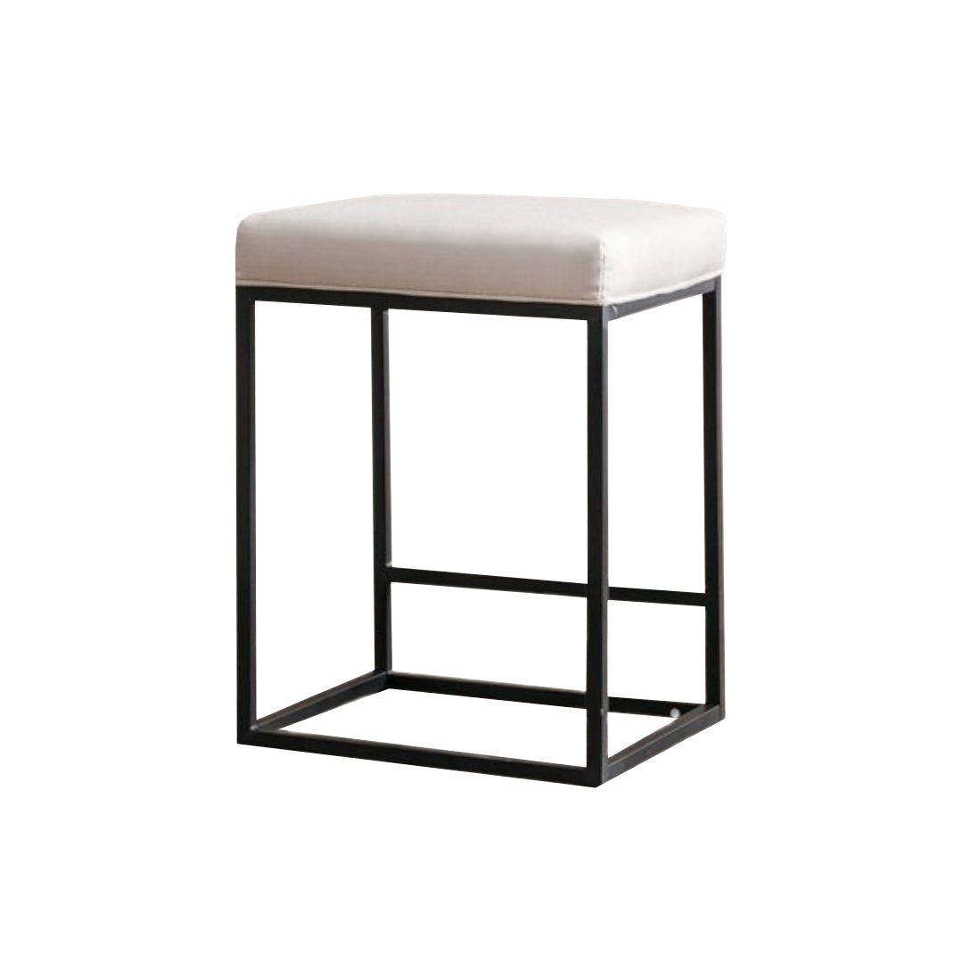 Counter chair - Upholstered seat & black steel frame | Beige
